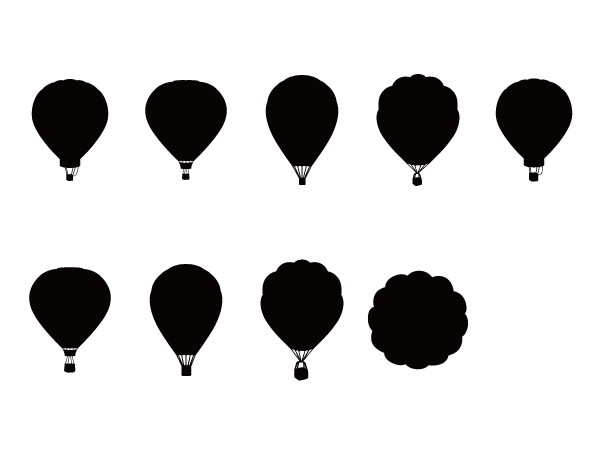 空をゆったり気球シルエット Silhouette Design