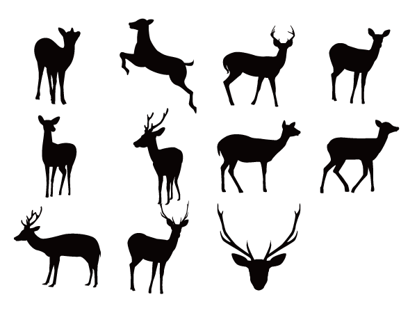 鹿のシルエット素材 Silhouette Design