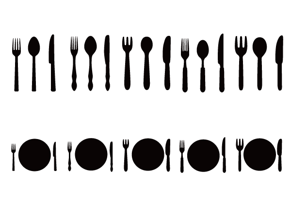 ナイフとフォークのお食事素材セット Silhouette Design