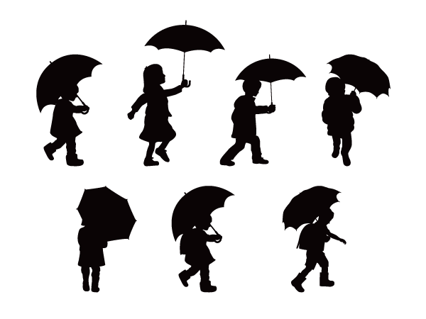 傘をさす子供
