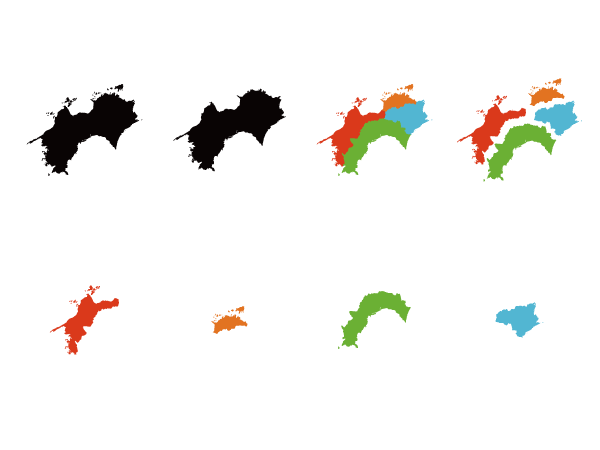 四国　4県のマップ