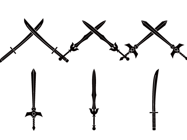 剣、刀のベクター素材